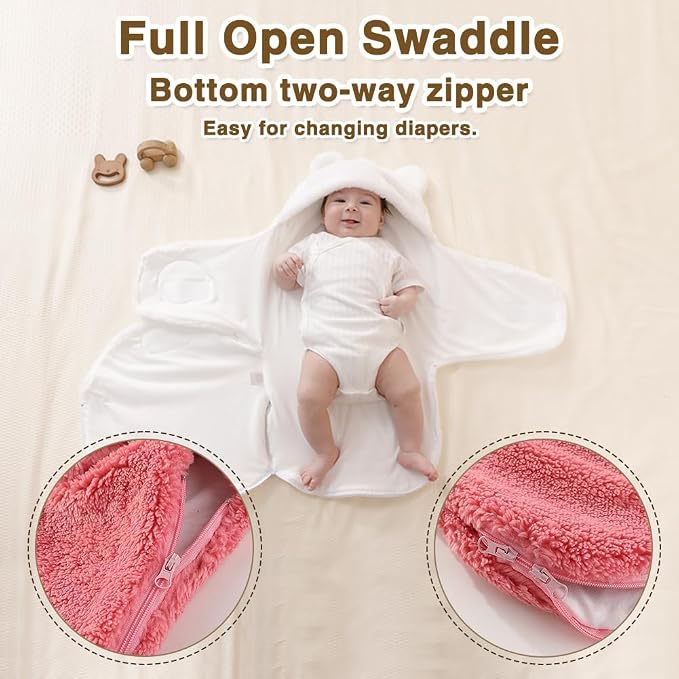 AiWMGL Baby Winter Fleece Swaddle Blanket Boys Girls Warm Soft Plush Sleeping Sacks Adjustable 0-3 Months Newborn Swaddling Wrap