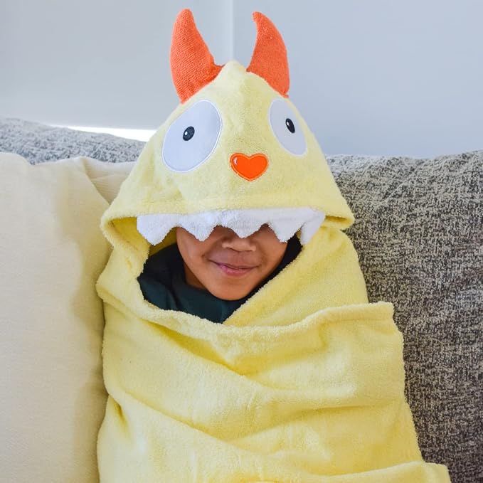 Children's Hooded Towel Yellow Monster, Unisex Toddler, Kids