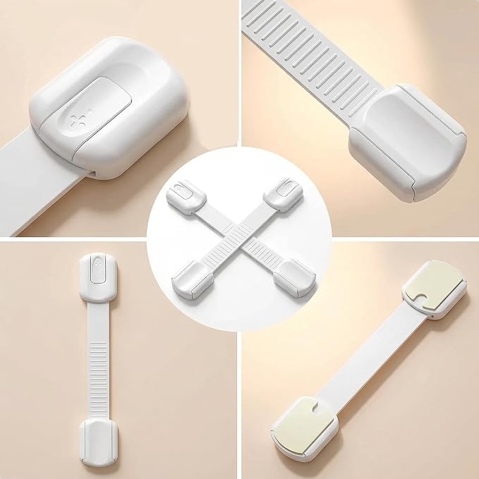 6-Pack Child Proof Cabinet Locks,Child Safety Strap Locks,Baby Proof Drawer Locks for Kids,Adjustable Strap No Drill No Tool