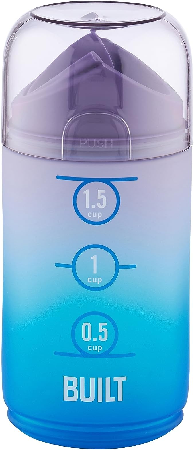 BUILT 12 Ounces Tidbit On The Go Snack Container with Lid and Pourer, Food and Snack Storage with Measure Marks, Wild Lavender