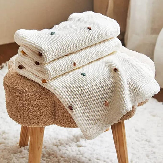 Soft Weave Blanket, 100% Cotton Throw Blanket, Lightweight Breathable Woven Blankets for Bed Couch, Baby Crib Blanket, Adult Shawl Blanket - All Season