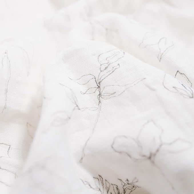 Little Unicorn 100% Natural Organic Cotton Muslin Swaddle Blanket (Pencil Floral)