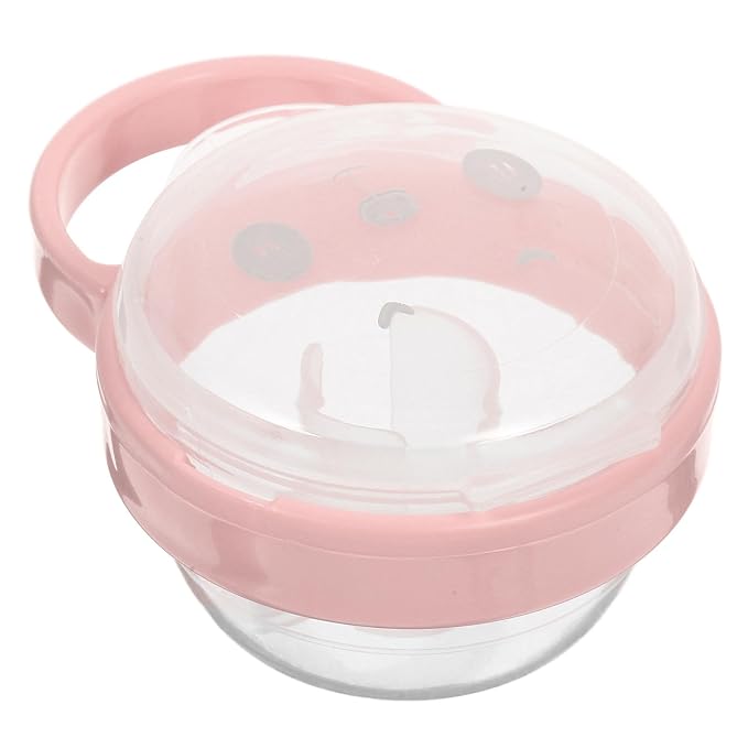 KOMBIUDA Portable Pacifier Case for Travel Holder Dustproof Storage Box with Hook for Hygiene Pink Animal Design