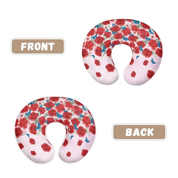 Rose Baby Nursing Pillow Cover for Newborn, Stretchy Replaceable Pillow Cover Slipcover U-Shaped Breastfeeding Pillowcase Cushion Cover