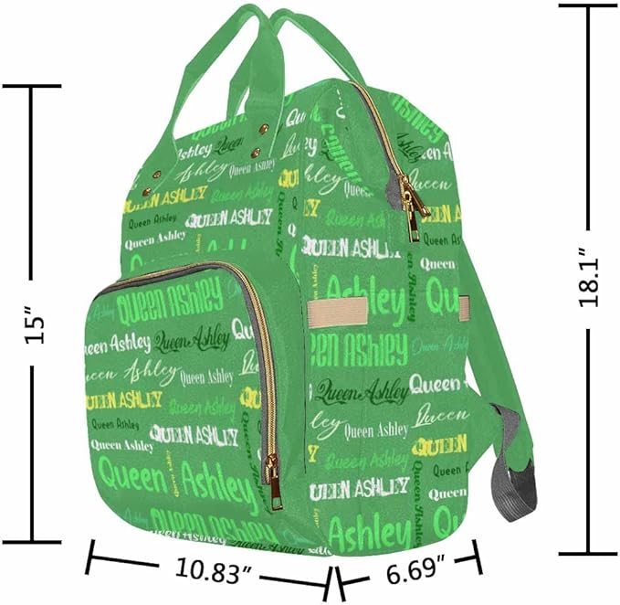 Artsadd Custom Name Diaper Bag for Mom, Personalized Light Green Signature Backpack with Stroller Straps Large Travel Shoulder Bag Capacity Nappy Bag for Baby Shower Gifts