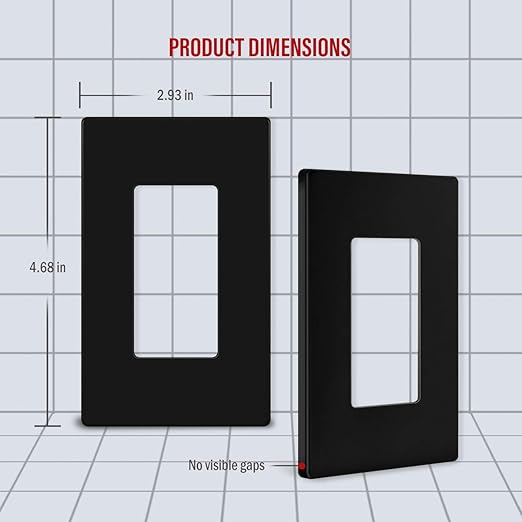 ENERLITES - SI8831-BK-SL Screwless Decorator Wall Plate Child Safe Outlet Cover, Size 1-Gang 4.68" H x 2.93??L, Unbreakable Polycarbonate Thermoplastic, SI8831-BK, Glossy, Black