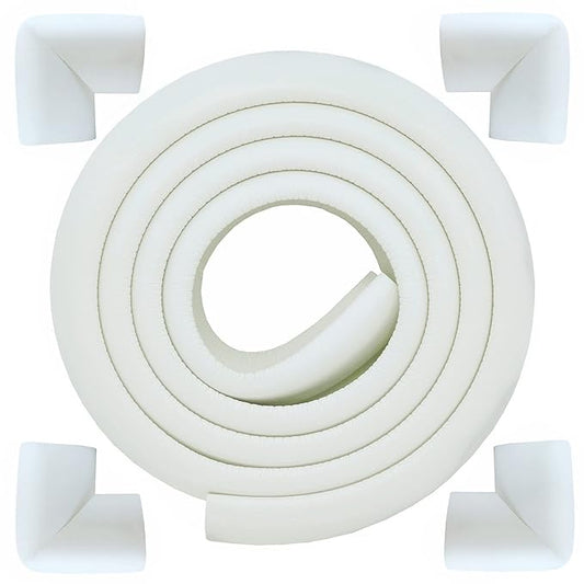 M2cbridge L Shape Extra Thick Furniture Table Edge Protectors Foam 6.5 Ft (Off White with 4 Corners)