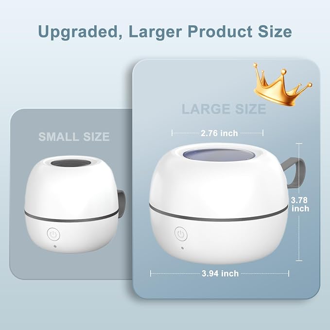 Portable Pacifier Sanitizer, UV Light Sanitizer Box, 99.99% Cleaned in 3 Minutes, 90 Disinfection Cycles, USB Rechargeable, Baby Pacifier Sanitizer On the Go (Large White)