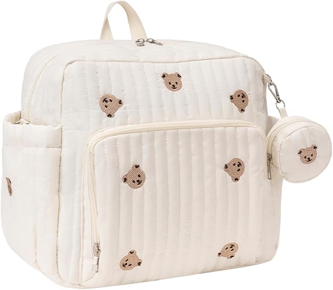 Cute Diaper Bag Pañaleras Para Bebe Baby Small Diaper Bag Backpack Bear Mom Bag with Changing Pad for Mom Dads (Bear)