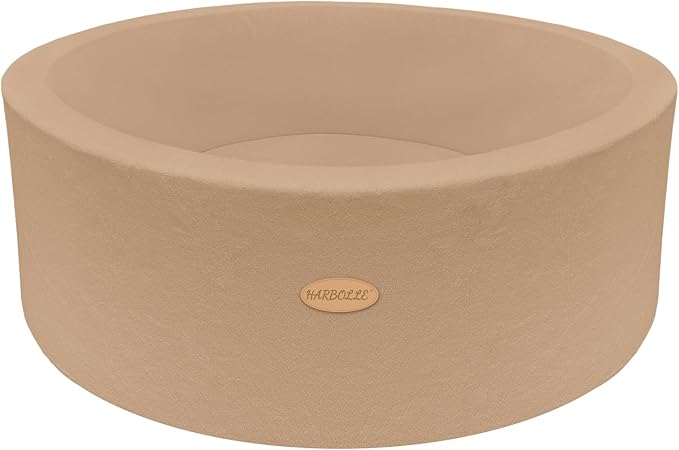 HARBOLLE 35.4" Soft Fleece Ball Pit & Playpen for Toddlers & Babies, Indoor/Outdoor Kids Foam Play Center, for Boys & Girls, Brown
