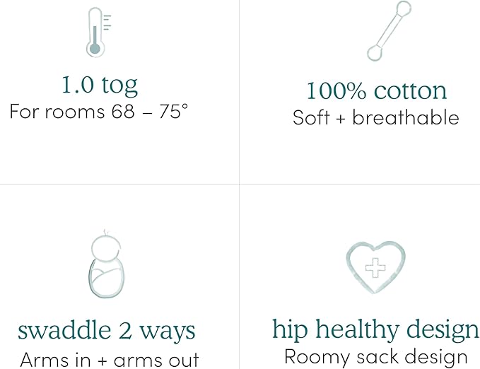 aden + anais Essentials Easy Swaddle Wrap Quick Change with Bottom Zipper, Snug Cotton Knit Baby Wrap Swaddle Blanket for Newborns, TOG 1.0, 3-Pack, Dino-Rama, 0-3 Months, Small/Medium