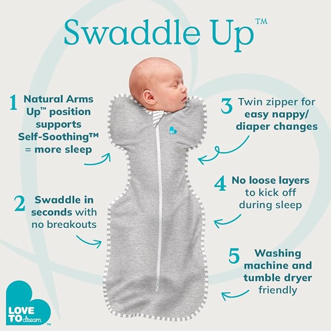 Love to Dream Swaddle UP, Baby Sleep Sack, Self-Soothing Swaddles for Newborns, Improves Sleep, Secure Fit Helps Calm Startle Reflex, New Born Essentials for Baby, 5-8.5 lbs, Sand Dollar