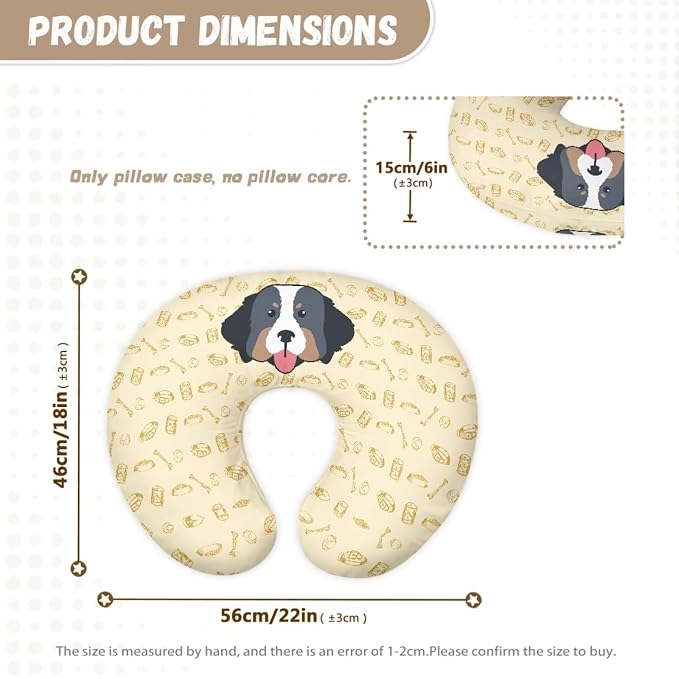 Dog Pattern Nursing Pillow Slipcover Sleeve, Ultra-Soft Baby Nursing Pillow Removable Cover for Breastfeeding Pillows, Pillow Not Included
