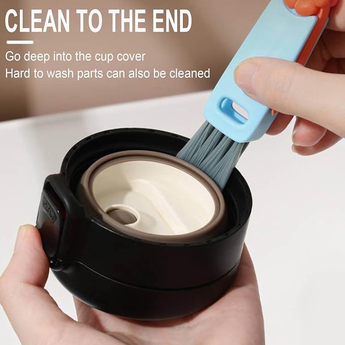 2024 New 3 in 1 Cup Lid Cleaning Brush,Crevice Cleaning Brush Set for Baby Bottle Gap Tight Spaces Cup,3 in 1 Multifunctional Cleaning Brush Portable Cup Lid Cleaner with Brush(B)