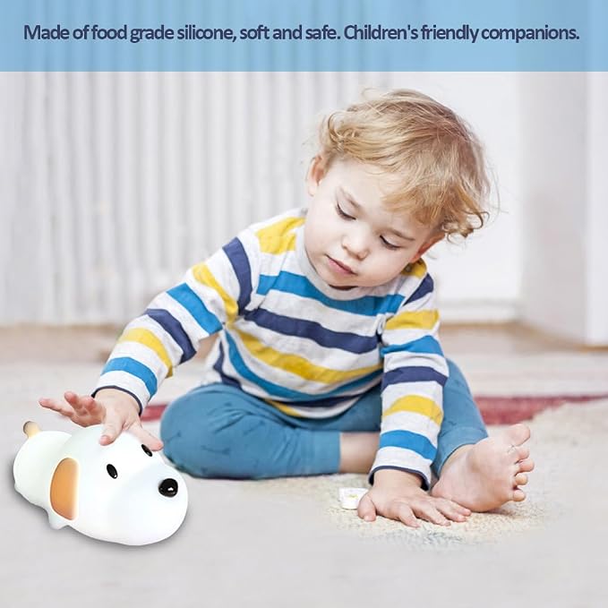Led Cute Dog Night Light, Dimmable Nursery Puppy Kawaii Lamps, Super Squishy Silicone USB Rechargeable Touch Control Night Lamp for Kids Adults, Used for Camping Party Room Decor (Dog)