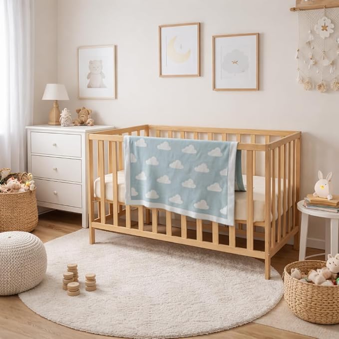 The Cloud Blanket - 100% Organic Cotton Baby Blanket, American Made, 30x40in - Bassinet, Crib, Stroller - Gift Registry Baby Shower for Newborns and Kids