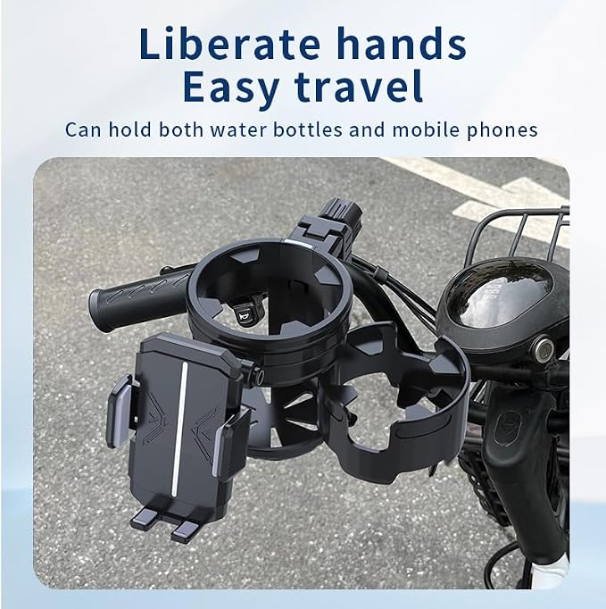 3-in-1 Stroller Cup Phone Holder Attachment, Universal Cup Holder with Adjustable Phone Mount, Double Cup Holder for Walker, Wheelchair, Fits Most Donna, Uppababy, Bugaboo, Anti-Slip & Easy Install