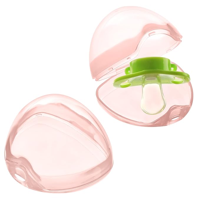 Accmor Pacifier Case, Pacifier Holder Case, Pacifier Container for Travel, BPA Free,Transparent Pink, 4 Pack