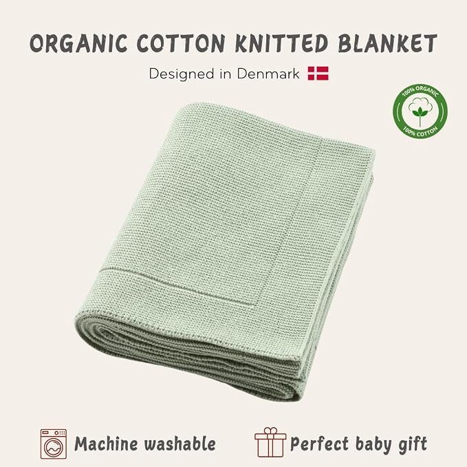 100% Organic Cotton Baby Boy Quilt Blanket for Sensitive Skin | Machine Washable Swaddle Blanket for Cribs, Car Seats & Strollers | Soft & Cozy (Roman Green)