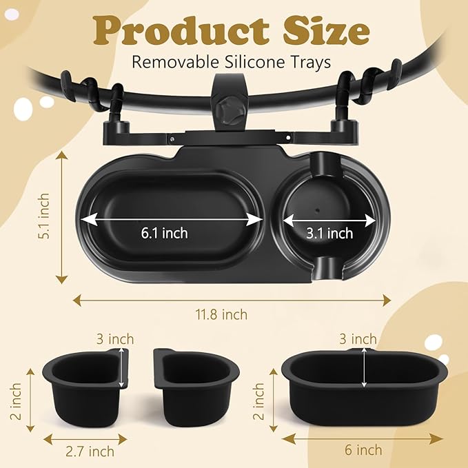 Stroller Snack Tray Cup Holder Attachment, Universal Stroller Accessories for Nuna Mockingbird Bugaboo Uppababy, Detachable Stroller Cup Holder, Baby Toddler Kids Disneyland Travel Disney Essentials