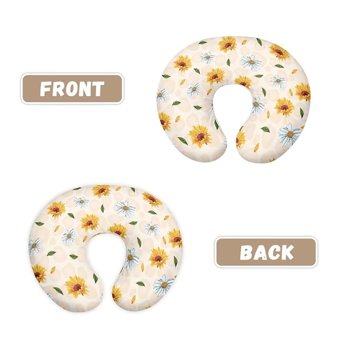 Sunflower Daisy Breast Feeding Pillow Covers, Ultra Soft Comfortable Slipcovers Stretchy Removable Cover for Breastfeeding Pillows for Baby Girl and Boy