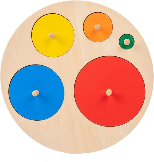 Montessori Toys for 3+ Years Old-Shape Puzzle Board,Wooden Peg Circle Puzzle,Jumbo Knob Puzzles for Baby Games Shape Sorter First Baby Puzzle for Toddler Gift for Boys Girls(Multiple Circle Puzzles)