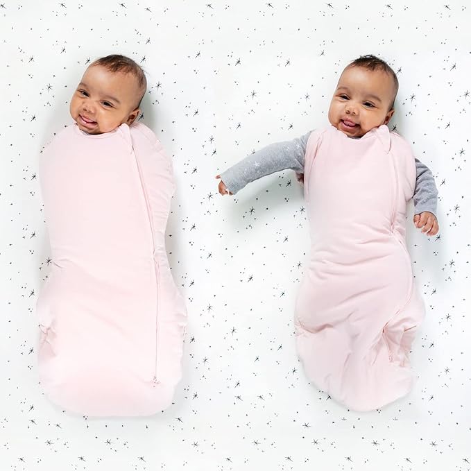 Happiest Baby Sleepea Comforter Swaddle - 100% Organic Cotton Baby Swaddle Blanket - Doctor Designed Promotes Healthy Hip Development (Rose, XL)