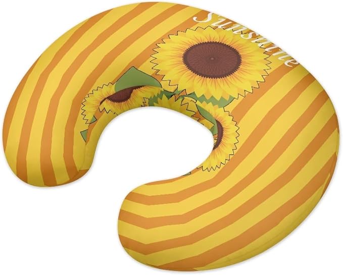 Sunflower Nursing Pillow Cover,Breathable Breastfeeding Pillow Slipcover for Baby Boys Girls,Orange Stripes Nursing Pillow Case for Newborn，Soft Fabric Fits Snug On Infant(Cover Only)