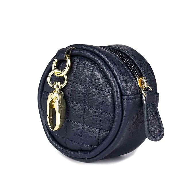 SONARIN Leather Dummy Case with Clasp,Portable Soother Pod Pacifier Case Pacifier Holder Soother Storage Box for Holding 2 Pacifiers or Nipple Shields,Attach to Diaper Bags(Dark Blue)