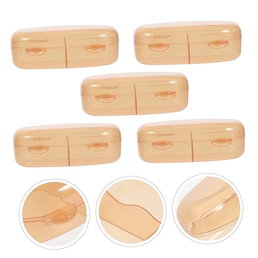 5-Pack Lidded Pacifier Storage Box Portable Soother Container for Infants Travel-Friendly Protective Baby Pacifier Case Lid