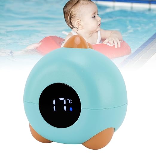 Digital Dinosaur Baby Bath Thermometer With Cartoon Design For Bathing Newborns, Lightweight And Portable (Blue)