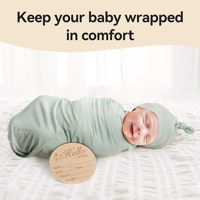 BubblePanda Rayon Made from Bamboo Baby Swaddle Blanket,2 Pack Soft & Breathable Receiving Blankets for Infant Newborn, Swaddle Wrap for Babies Girl and Boy, 47 x 47 Inch, (Sage & Oat)