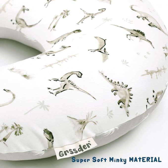 GRSSDER Nursing Pillow Cover Stretchy Minky Removable Nursing Covers for Breastfeeding Pillows, Ultra Soft Comfortable Slipcover for Boy and Girls, Stylish Pretty Dinosaur