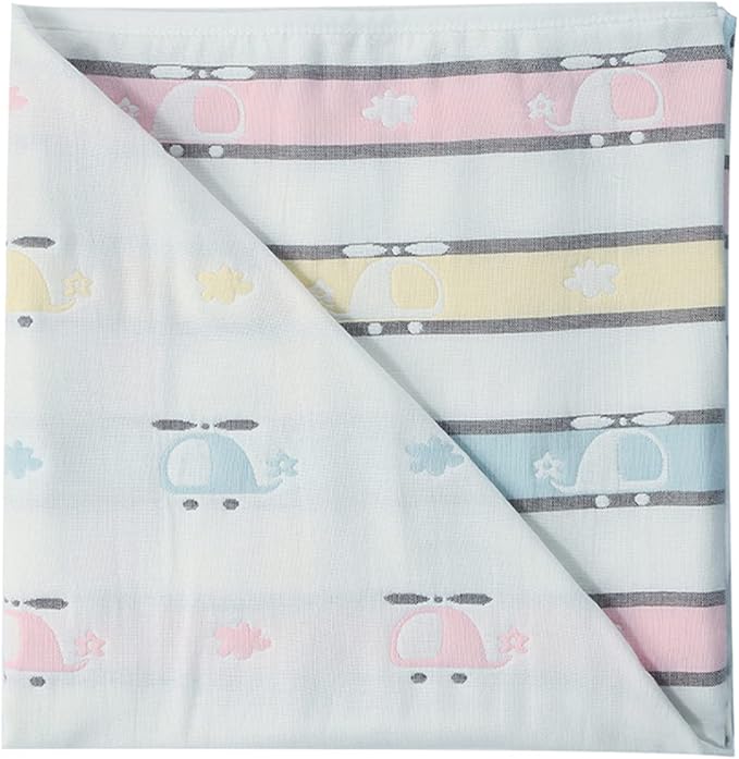 TONWHAR Muslin Baby Blankets,6-Layer Cotton Gauze, Soft and Breathable Baby Quilt,Kids Summer Blanket,Baby Bath Towel (Helicopter)