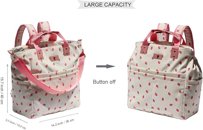 ESVAN Diaper Tote Bag Totepack Backpack Crossbody Bag 3 in 1 for Women Laptop Backpack Multifunctional with Insulated Pockets