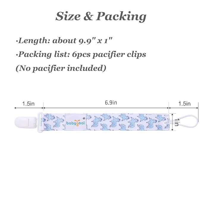 babygoal Pacifier Clips, 6 Pack Pacifier Holder Fits for Most Baby Pacifiers and Binkies