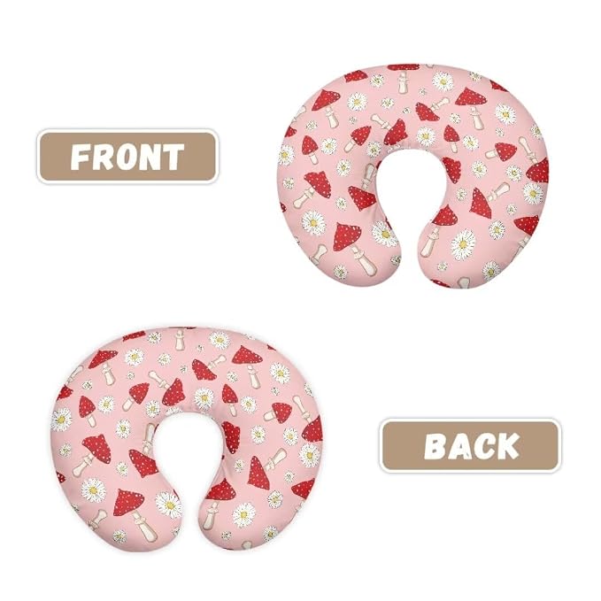 Mushroom Daisy Nursing Pillow Cover Stain Resistant Breastfeeding Pillow Slipcover Lightweight Pillow Cover for Nursery