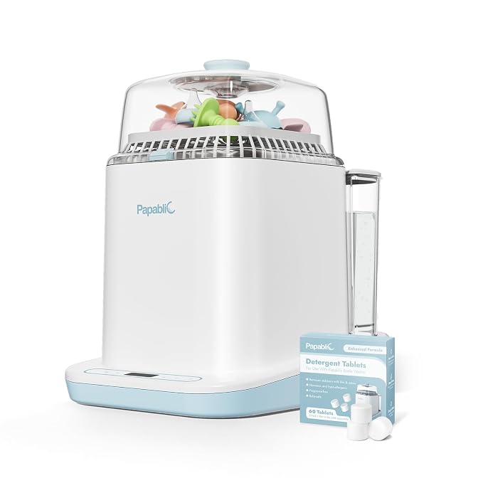 Papablic Bottle Washer Pro, Bottle Washer & Sterilizer & Dryer, 4-in-1 Sanitizer for Bottles, Pump Parts, C-Section& Baby Essentials - Quick & Clean with 60 Detergent Tablets