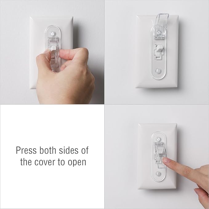 Wall Switch Guard, Childproof Light Switch Cover Guard | Toggle Style | Light Switch Protection | Lock Toggle Switch in On or Off Position | 2 Pack, Clear