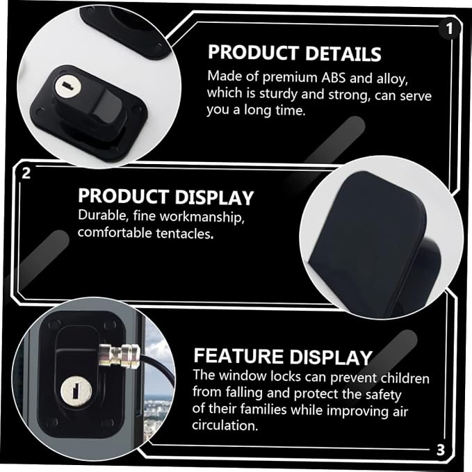 VICASKY Multi Use Safety Lock Childproof Window and Door Lock for Durable Anti Theft Lock for Drawers Refrigerators and More