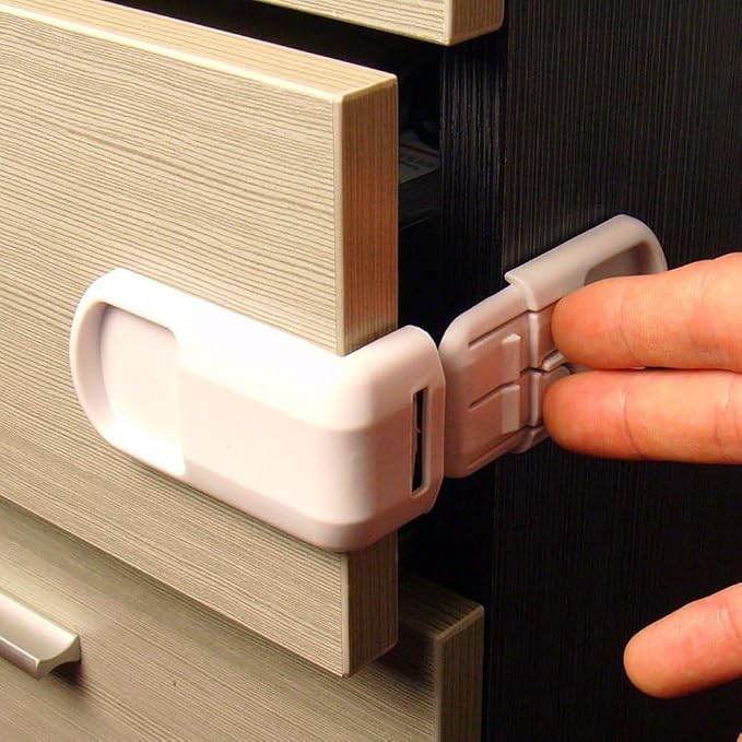 Cupboard Locks for Children, 10pcs Baby Proof Safety Cupboard Locks, Plastic Child Locks for Cabinets Drawer Door Fridge Locks for Kids Baby