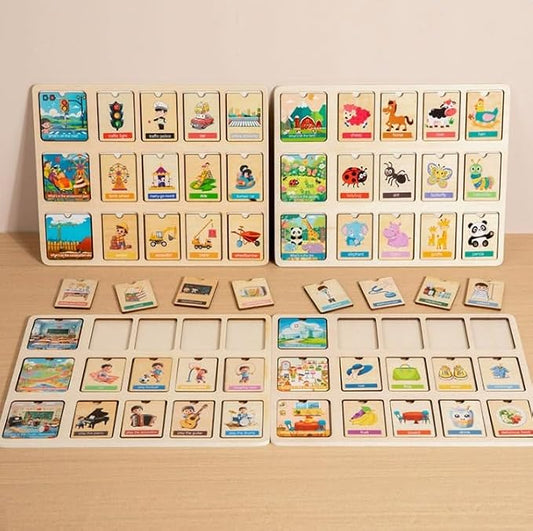 Montessori Wooden Classification Puzzle, Educational Learning Toy Board for Toddlers (Ages 3+)