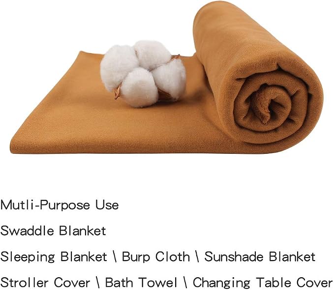 PESAAT Cotton Baby Swaddle Hat Set Newborn Infant Hats Receiving Blankets for Baby Boys Girls
