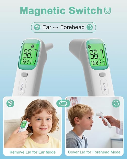 Thermometer, Accurate Digital Baby Thermometer with Fever Alarm, Infrared Thermometer for Ear, Forehead & Touchless, Thermometer for Adults & Kids-3Packs