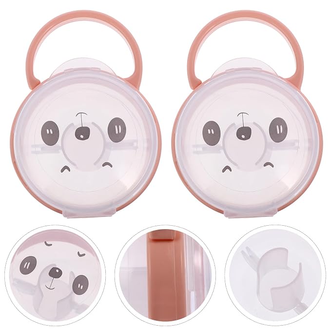 Toddmomy 2pcs Storage Box with Handle, Cartoon Pacifier Holder Case for Infant, Portable Dustproof Protective Container for Travel and Daily Use