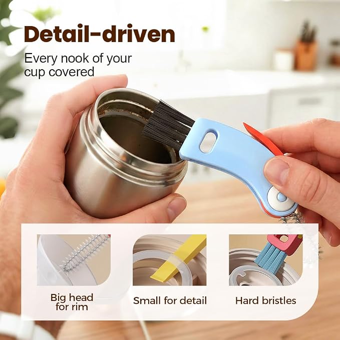 3 in 1 Cup Lid Gap Cleaning Brush Set, Multifunctional Bottle Cleaning Brush, Cup Lid Gap Cleaner, Water Bottle Cleaner Brush, Home Kitchen Cleaning Brush (2pcs Green)