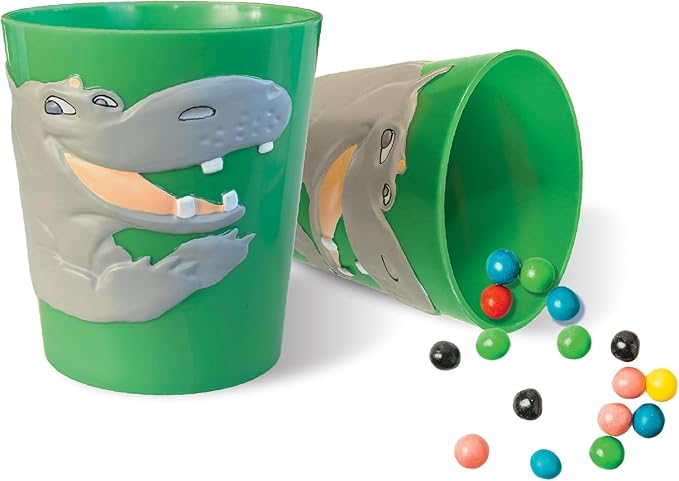 Lily's Home 3D Hippo Tumbler for Kids 10oz - Unbreakable BPA-Free Plastic, Fun Animal-Shaped Drinkware for Ages 3-6 - Toddler Reusable & Bathroom Rinse (2-Pack, Grey)