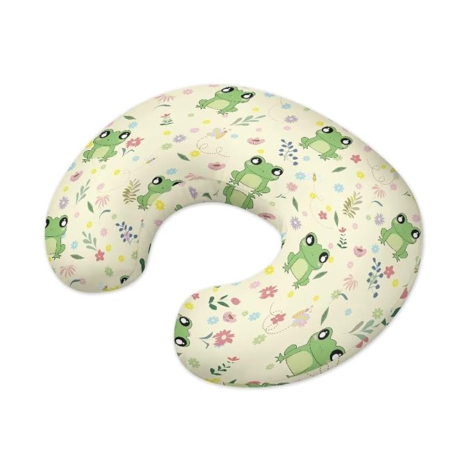 Frog and Floral Breastfeeding Pillow Cover Newborn U-Shaped Breastfeeding Pillowcase Cushion Cover Stretchy Replaceable Pillow Cover Slipcover