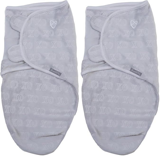 SwaddleMe by Ingenuity Original Swaddle in Velboa - Size Small/Medium, 0-3 Months, 2-Pack (Hugs & Kisses)