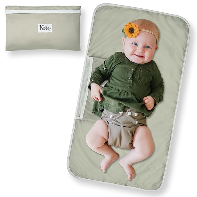 Nora?™s Nursery Portable Baby Diaper Changing Pad - Waterproof Foldable Changing Mat for On-The-Go Diaper Changes - Travel Friendly, Easy Clean, Soft & Durable for Infants and Toddlers - Stone